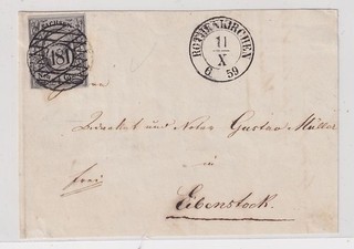 Sachsen Mi 8 auf Vorderseite Rothenkirchen Ebenstock besserer Nummernstempel