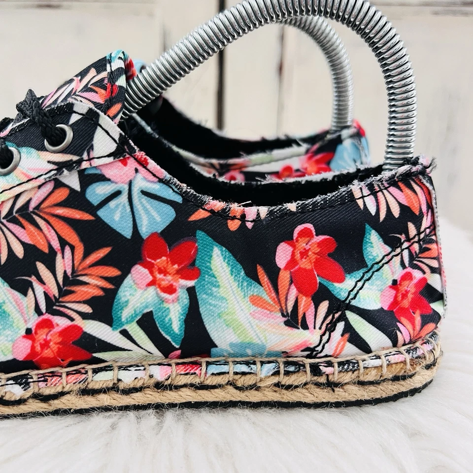 Zapatillas deportivas alpargata de algodón Rocket Dog negras y rojas florales Tempo Hawaii Dream 7,5 M Foto 3 de 4