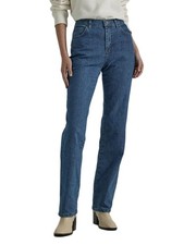 Lee Women's Relaxed Fit All Cotton Straight Leg Jeans Denim Premium Stone New