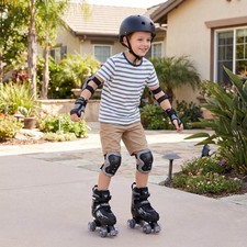 Kids Roller Skates, 4 Sizes Adjustable Quad Skates with Safety Protection