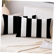 Pack of 2, Waterproof Pillow Covers Outdoor 20" x 12" Pack of 2 Black  White