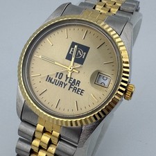 VTG EDM Quartz Watch Men Dual Tone Fluted Bez...