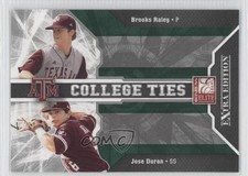 2009 Donruss Elite Extra Edition College Ties Green Brooks Raley Jose Duran 0a1