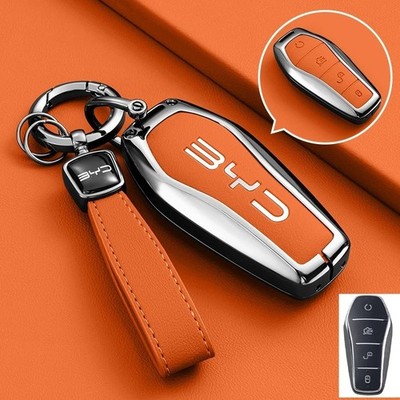Car Zinc Alloy Leather Key Case Cover For BYD Song Plus Atto Han EV Tang DM Qin