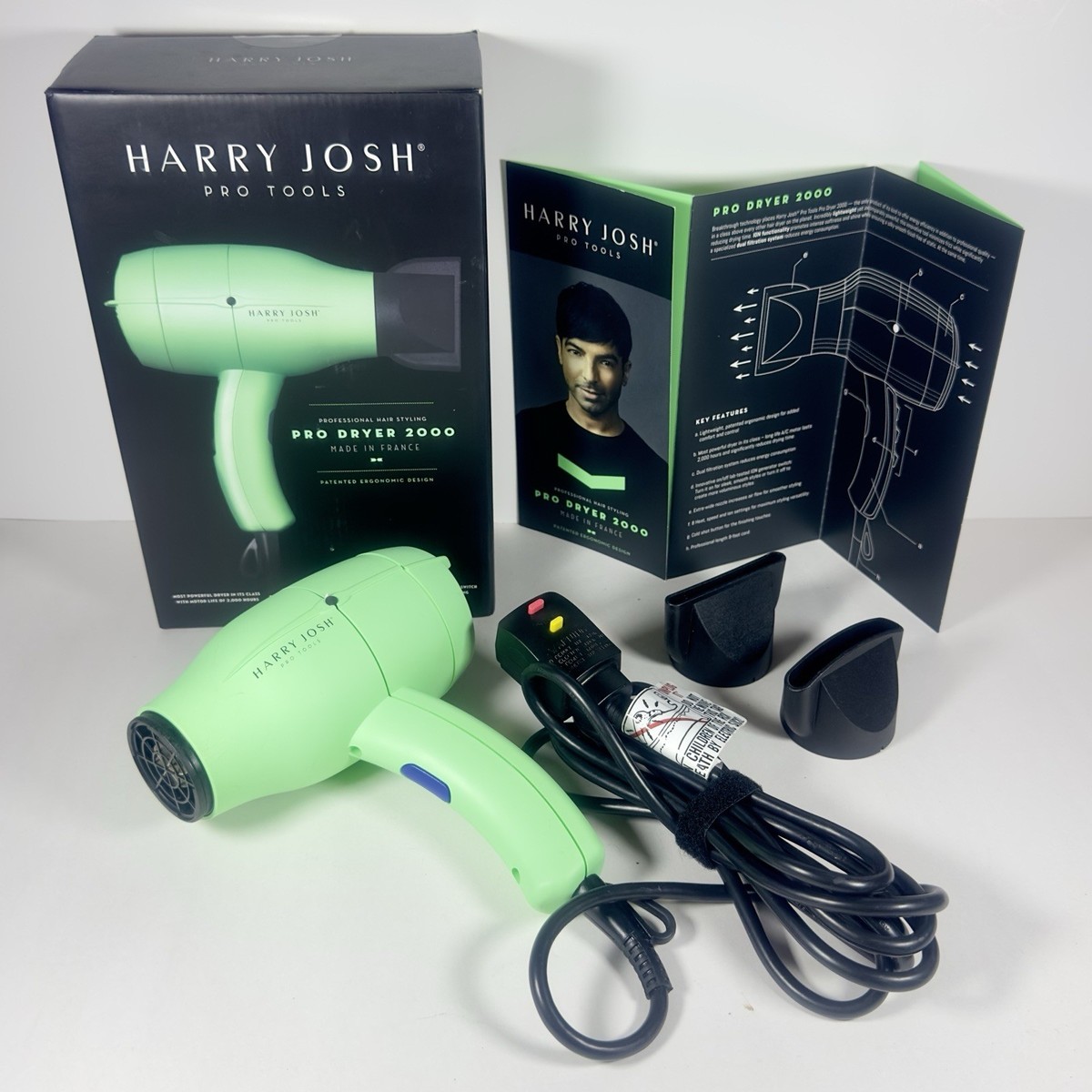 Harry Josh Pro Dryer 2000 Mint Green Lightweight Ion Hair Dryer