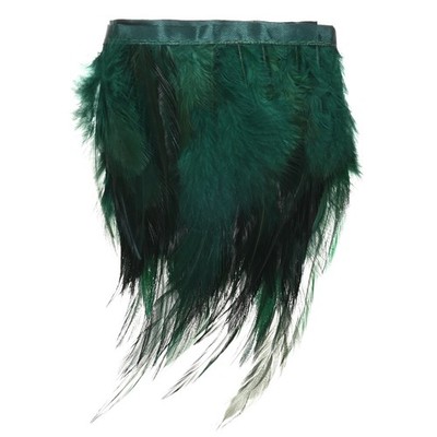 Rooster Feather Trim Fringe, 2 Yards 3-5'' Fluffy Feather [Dark Green]
