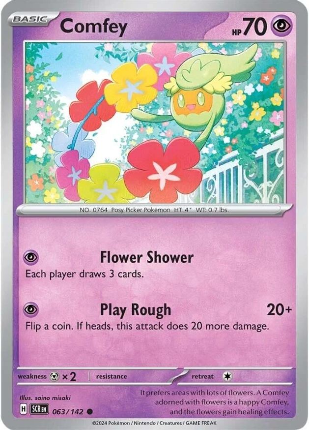 Pokemon Comfey (63/188) Stellar Crown LP REVERSE HOLO