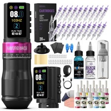 Professional Tattoo Gun Kit - 2PCS, 2300mAh Batteries, Adjustable Stroke, Alumin