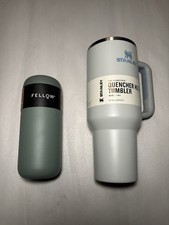 Fellow 16 oz Carter Move Travel Mug Smoke Green & Stanley Quencher Tumbler (read
