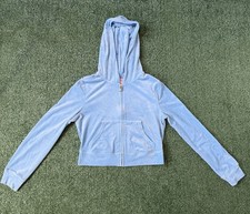 Juicy Couture Y2K OG Big Bling Velour Zip Hoodie Blue M
