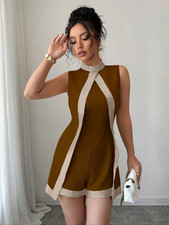Women Bodycon Jumpsuit Sleeveless Backless High Waist Ruched Party