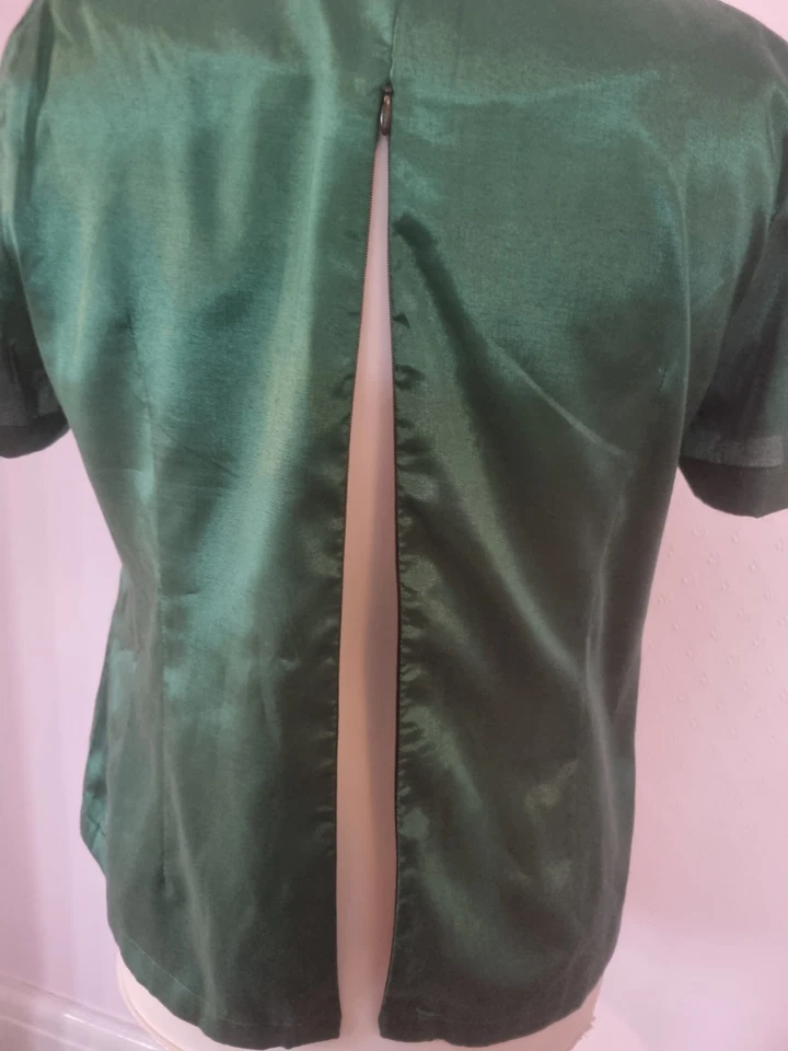 Silk Emerald Green Top Round Neck Size 16 - Image 3 of 3