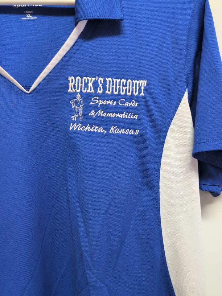  Camiseta Mujer Talla XL Azul Blanco Mangas Cortas Elástica Rocas Dugout Wichita  Foto 2 de 4
