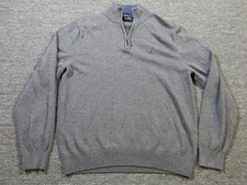 Nautica Sweater Mens Large Gray 1/4 Zip Mock Neck Pullover Soft Knit Classic