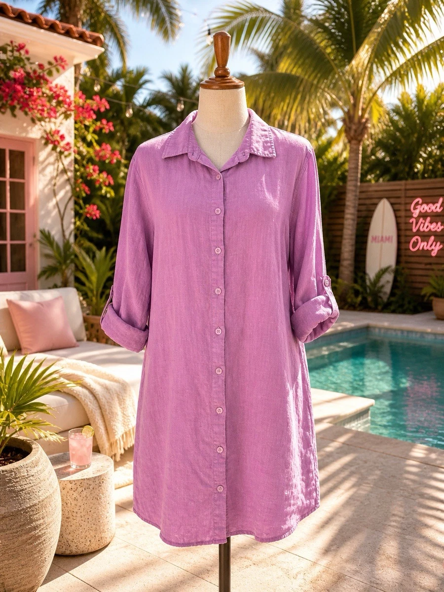 knee length dresses for ladies dress 62916 100% linen made in Italy – ENJOY. Boutique main image 1
