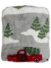 The Big One Oversized Plush Throw Blanket Red Pickup Truck  Tree, 5ft x 6ft