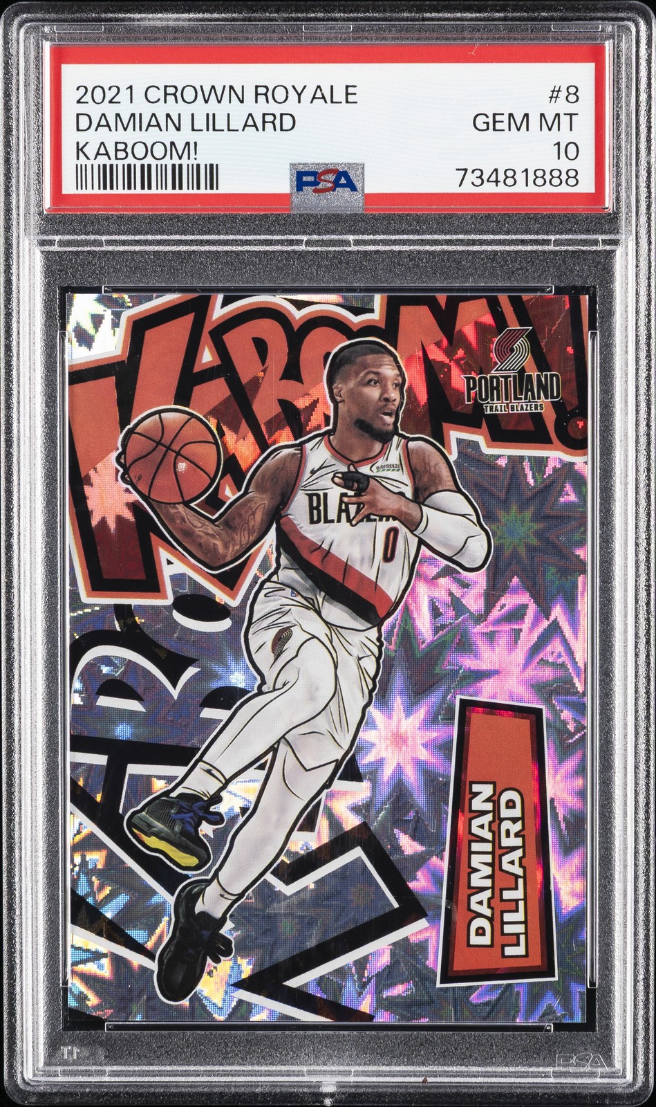2021 PANINI CROWN ROYALE KABOOM! #8 DAMIAN LILLARD PSA 10