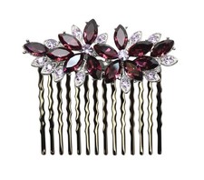 Gorgeous Purple Rhinestone Crystal Floral Hair Comb