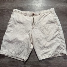GAP Shorts Mens 33 Beige Cotton Linen Lightweight Summer Casual Beach Flat Front