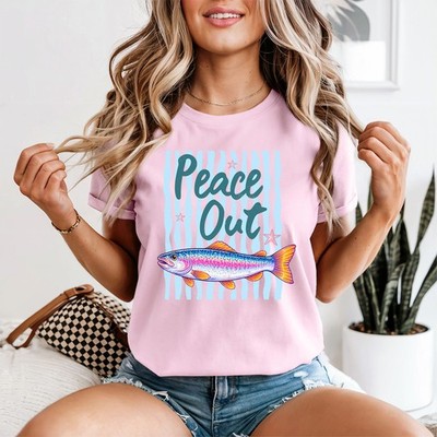 Peace Out Damen T-Shirt Forellenangeln Angeln Geburtstag Geschenk für Sie