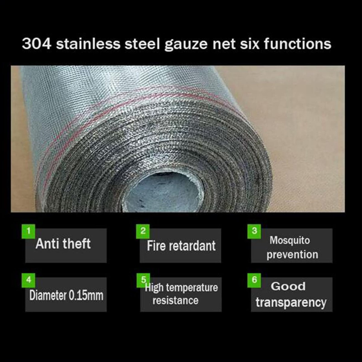 304 Stainless Steel Wire Mesh Roll – 60 Mesh, 32cm X 3M, 0.15mm Wire, For Window Screens, Vent Covers, Garden Protection & DIY Projects