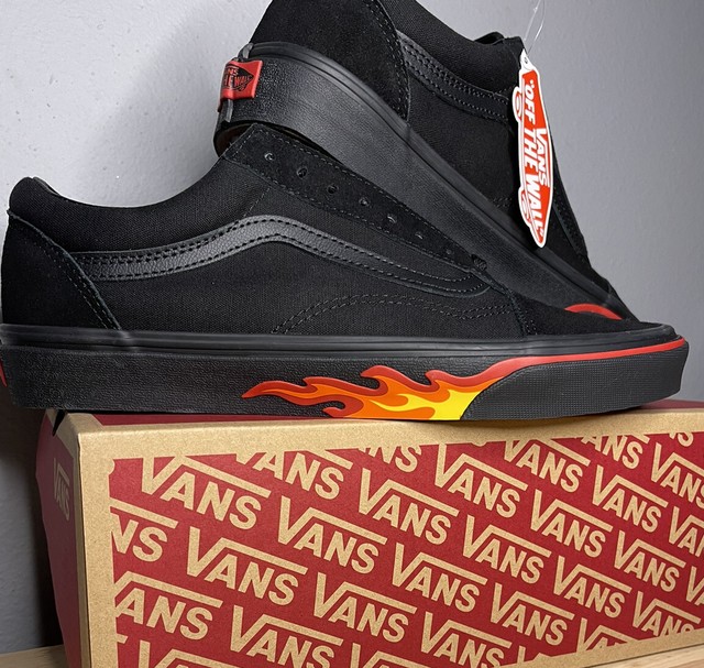 vans slip on flame wall