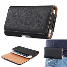Premium Leather Case Cover Pouch Waist Bag Holster w/ Belt Clip for Cell Phones