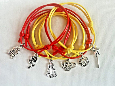 6 DISNEY  Beauty & The Beast THEME FRIENDSHIP BRACELETS PARTY BAG FILLER FAVOUR