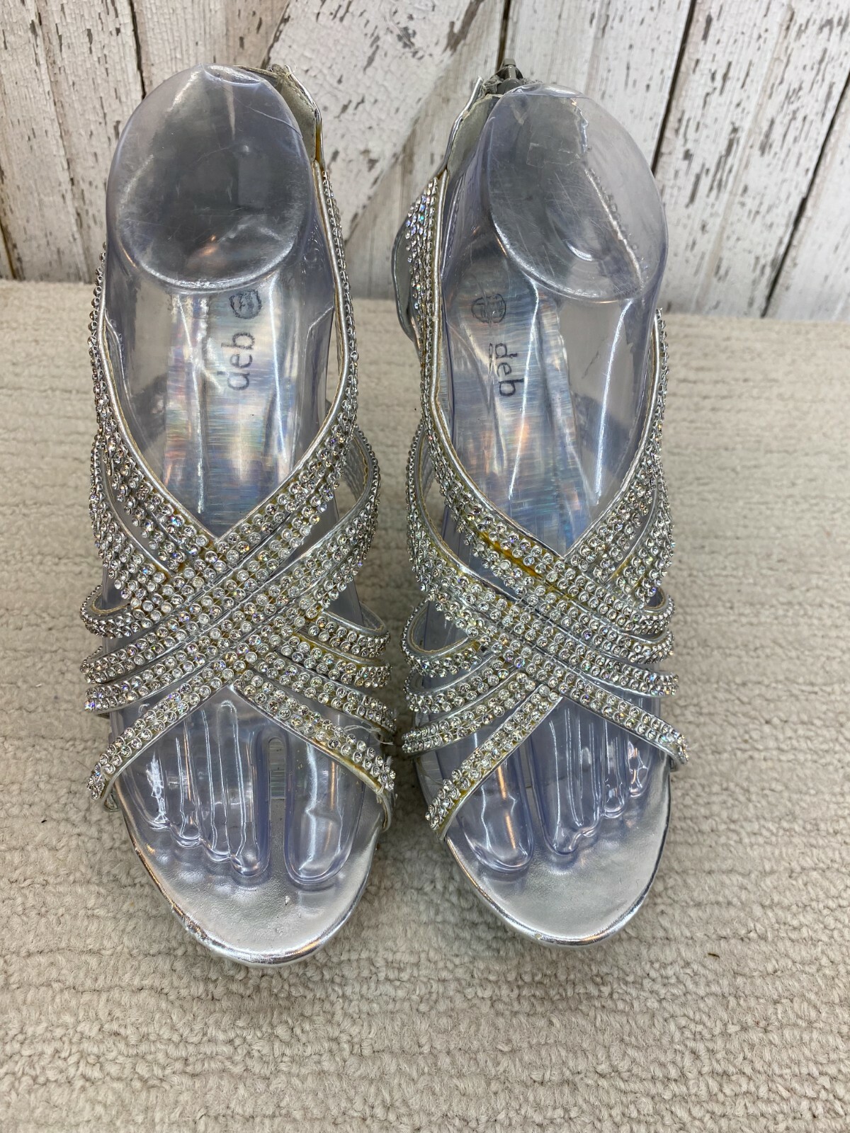 Deb Size 7.5 Silver Bling Wedding Stiletto Party Dressy Punk Sandals  Platform | eBay