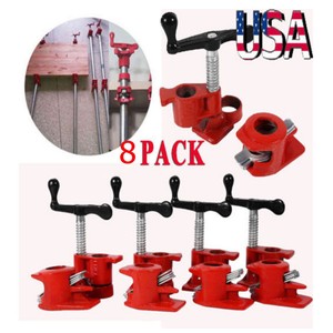 8 Pack 3/4" Wood Gluing Pipe Clamp Set Heavy Duty PRO 