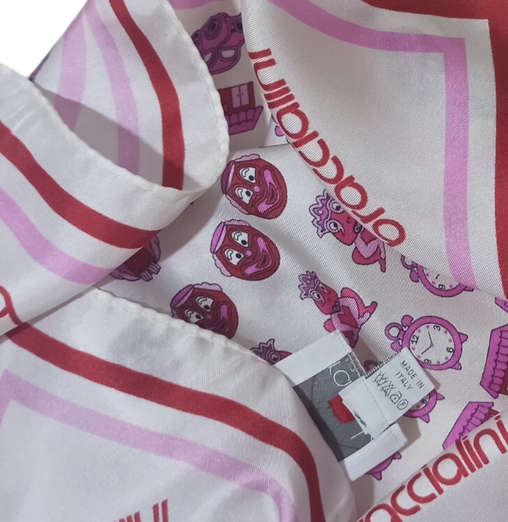 BRACCIALINI White Multi Patterned Silk Scarf ITAL… - image 8