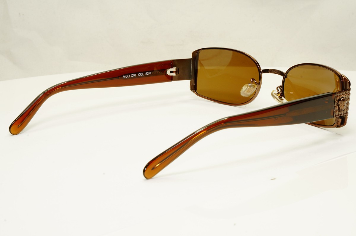 Gianni Versace 1996 Vintage Copper Medusa Brown Sunglasses MOD X40