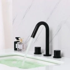 Dual Handles Bathroom Basin Sink Faucet Hot Cold Bathtub Tap Mixer Brass Black