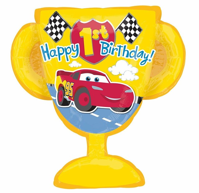 Cars Lightning McQueen 1st Birthday Party Supplies Trophy Balloon