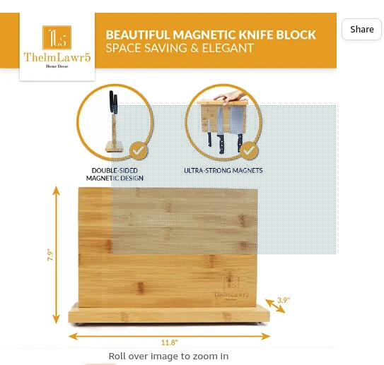 ThelmLawr5 Magnetic Bamboo Knife Block - Image 2 of 4