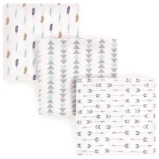 Luvable Friends Cotton Flannel Receiving Blankets, Boy Feathers, One Size