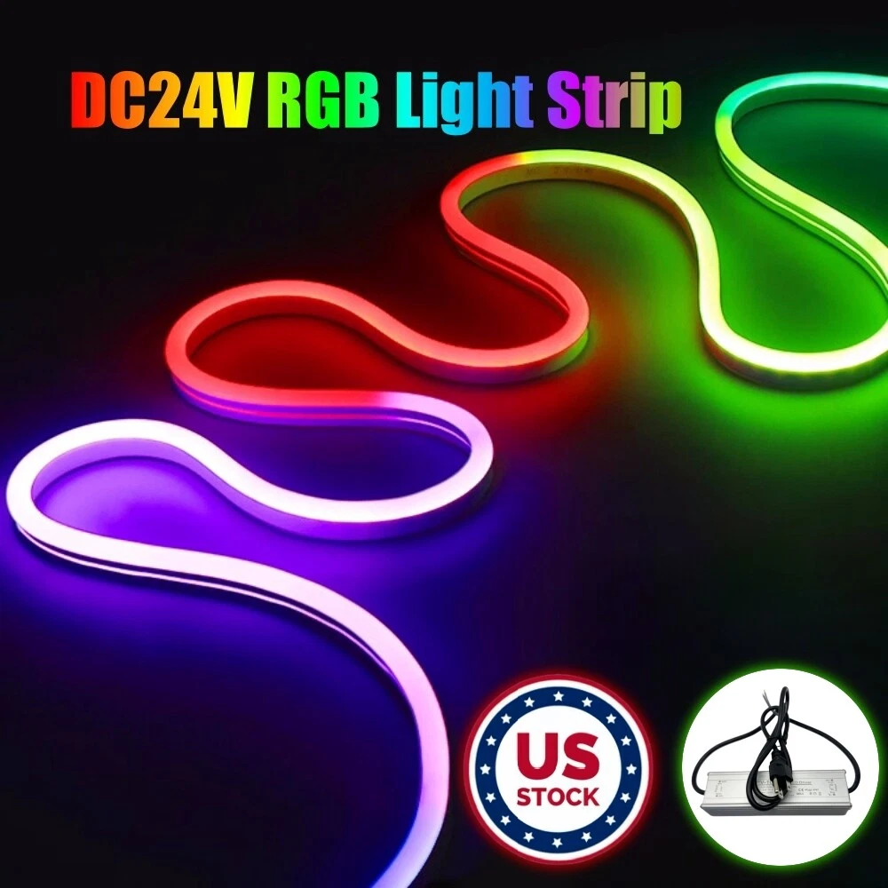 USA - 24V Waterproof RGB LED Neon Strip Lights In/Outdoor Commercial Party Decor