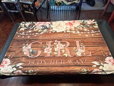 a sweet little girl is on her way Baby Shower Banner Backdrop Floral Rustic 5x7