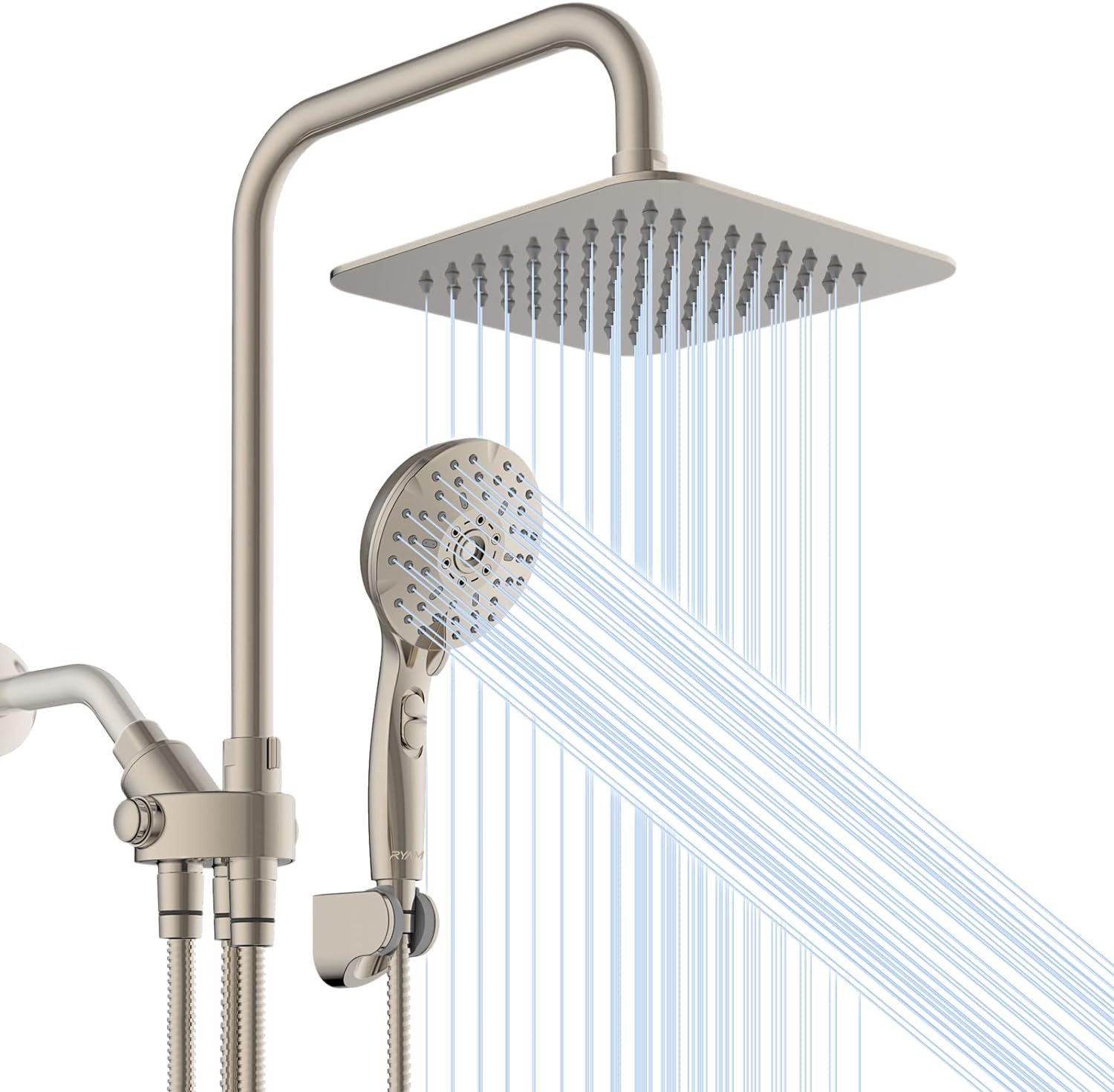 Dual Shower Head Combo With Adjustable Handheld & Slide Bar
