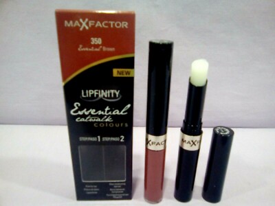 MAX FACTOR LIPFINITY LIP COLOUR TWO STEP 350 BROWN. LIP + MOISTURIZING STICK