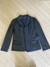 Episode Navy Genuine Leather Jacket Size 8 Crochet Design On Outer Edge