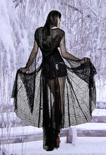 Gothic Steampunk Hexe Cobweb Mantel Kleid Punk Rave Kapuze Vampir 36 38 40 42 