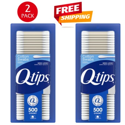 Q-tips 100% Original Cotton Swabs 500 Count (2 Pack )for Hygiene Beauty and Care