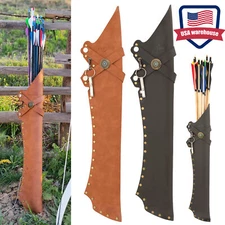 Leather Arrow Quiver Retro Archery Adjustable RH LH Bow Hunting Shooting