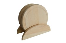 Set of 4 round chopping boards made of beech wood wooden board 20 cm and stand