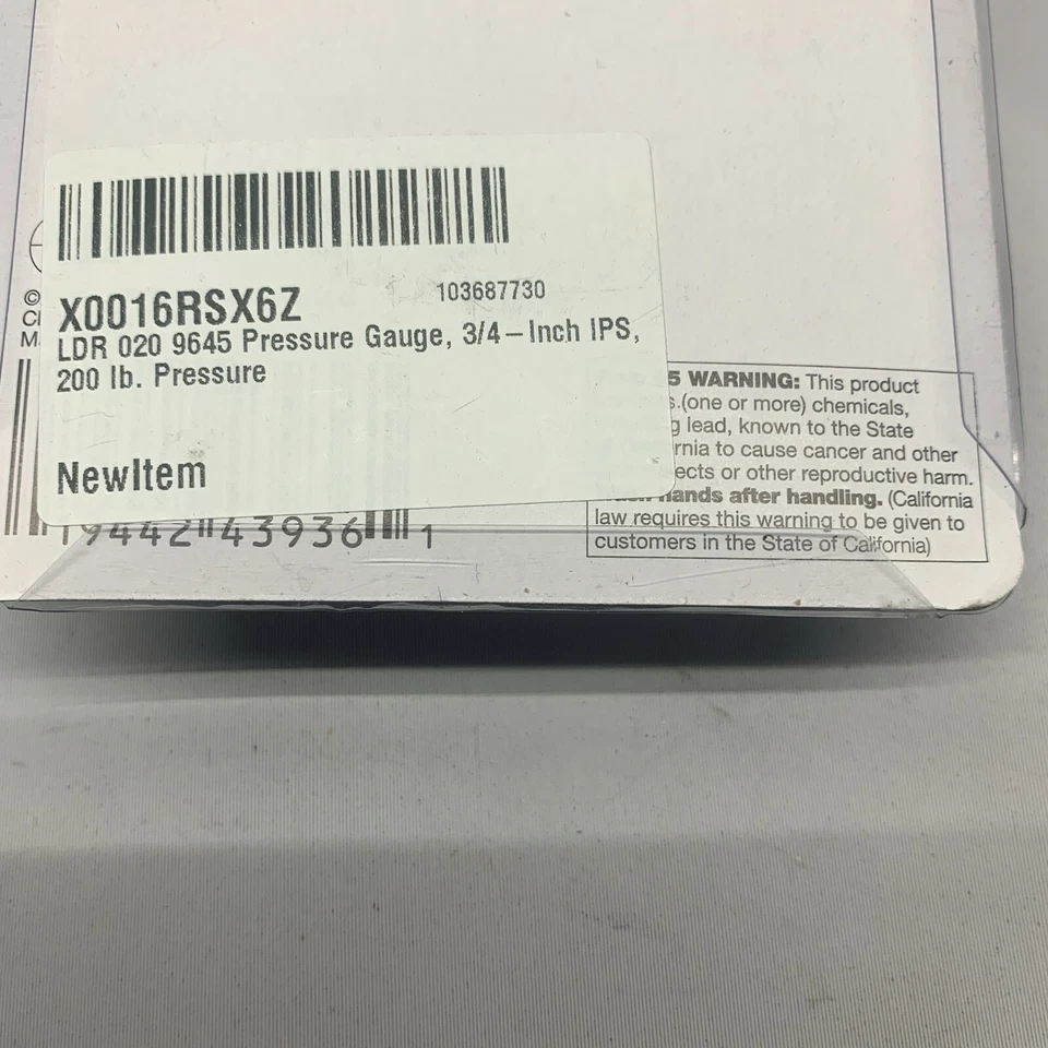 LDR 020 9645 Pressure Gauge, 3/4-Inch IPS, 200 lb. 0.75 Inch NPT 200 PSI Foto 3 de 3
