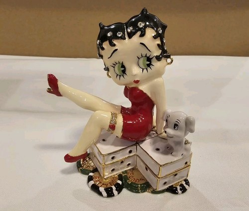 Vintage Betty Boop Pudgy Trinket Box Double Dice Great For Mother's Day