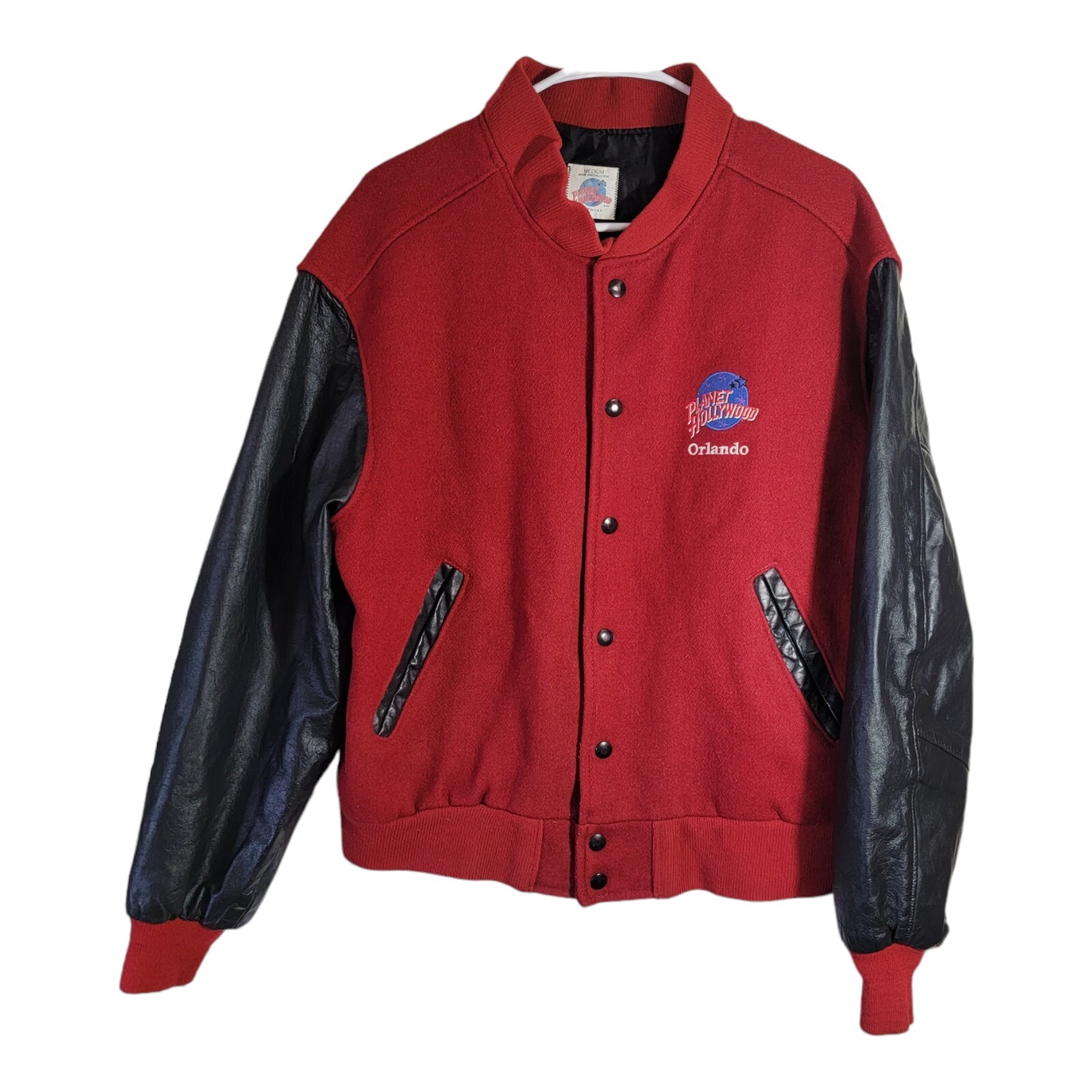 Hollywood Leather Bomber Jacket Red Black Size… Gem