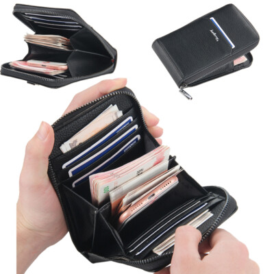 Man's Leather Zip Wallet Large Capacity Business Phone Bag Credit&ID Card Purse