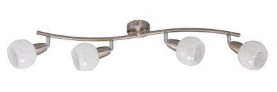 Deckenleuchte Spot 4 Flg. Glas Nickel Eiskristall-Dekor Schwenkbar Drehbar E14 - Bild 1 von 2